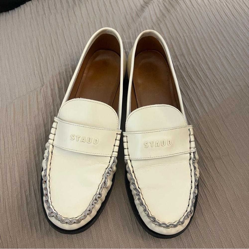 Staud Cream Loafers